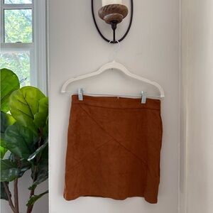 Elegant Brown Suede Skirt